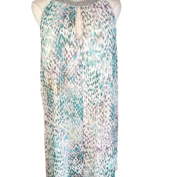 Vince Camuto Size 6 Patel Multicolor Beaded Neck Sleeveless Dress - Picture 2 of 14